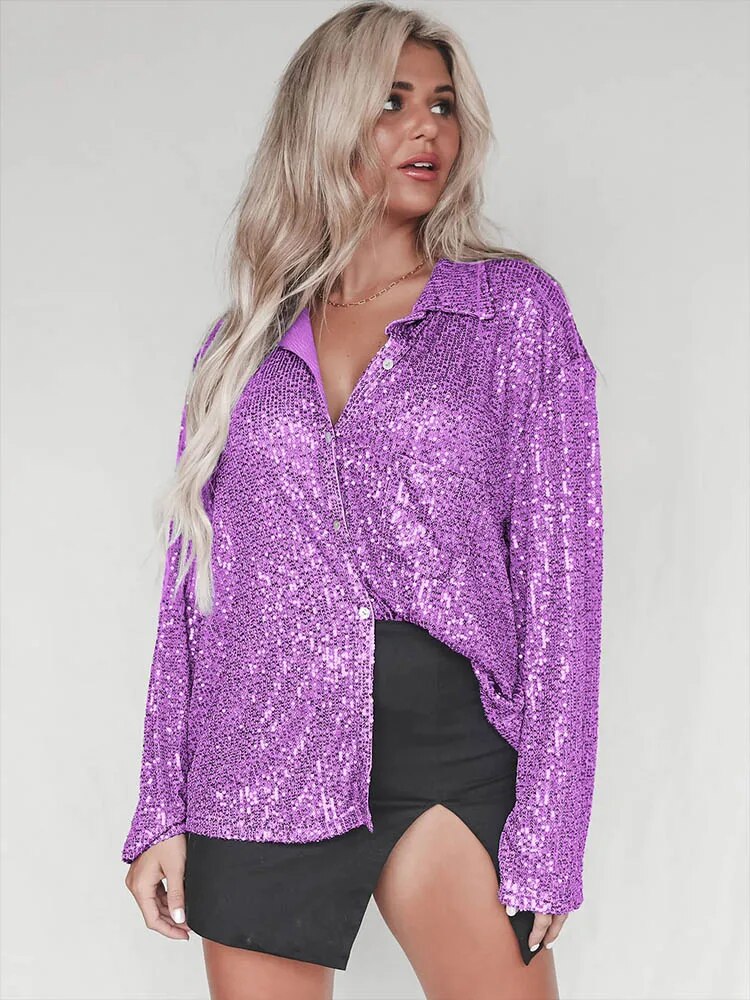 Paarse Glitter Blouse