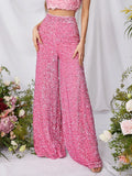 Glitter Flared Broek Roze