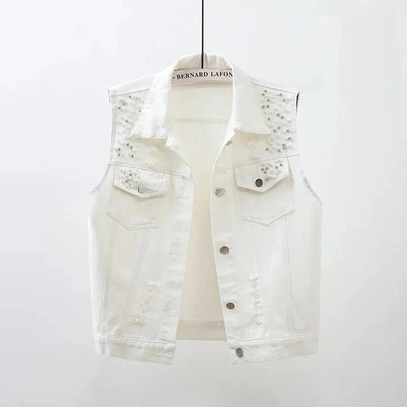 White Denim Vest