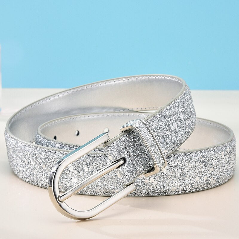 zilveren glitter riem