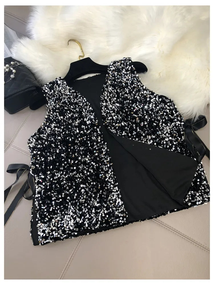Glitter Waistcoat Black
