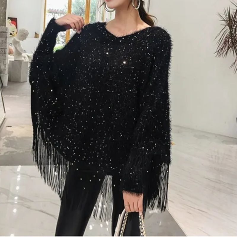 zwart glitter trui